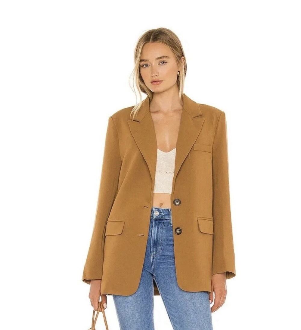ASTR The Label Blazer Jacket Two Button Oversized Blazer Caramel Brown Size M